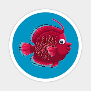 Red Cute fish Pixel art Magnet